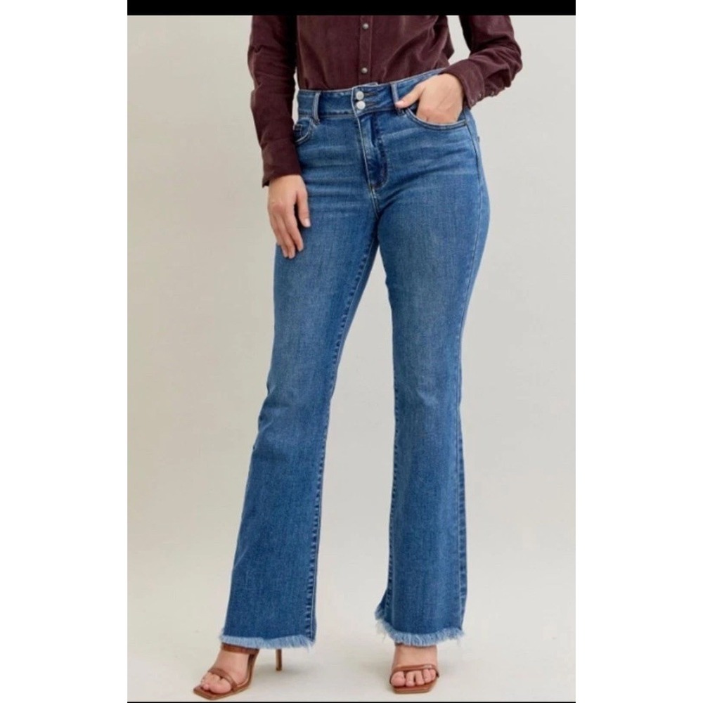 Judy Blue Jeans Women 11/30 Boot Cut High Rise Frayed Hem Stretch 30x32 Boho New